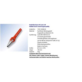 Wad punch diameter 3 mm 1/8 inch