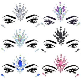 Zac's Alter Ego Pack of 6 Crystal Face Gems/Jewels - Summer Festival Body Art Unicorn Mermaid Bindi Rave Bohemian Party