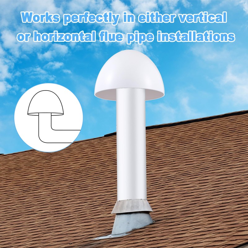 Wonderjune 2pack PVC Furnace Flue Pipe Vent Cap for 1.5"