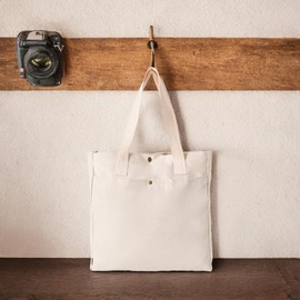 Augbunny Heavy Duty Reuseable Corron Canvas Daily Use Fashion Tote Shopping Baech Tote With Outer Pockets Botton Closure