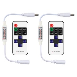 RGBZONE 2 Pack Mini RF LED Dimmer, Single Color Controller for 5050 3528 5630 Strip Lights, DC5V/DC12V/DC24V Single Channel LED Controller, 11-Keys RF Wireless Remote Control