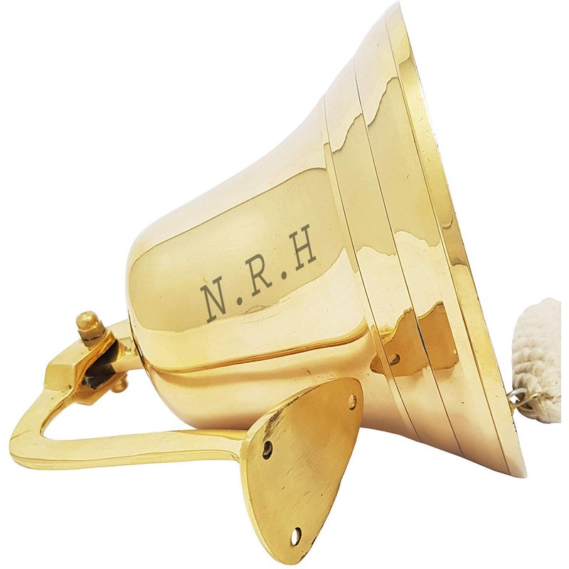 Nautical Maritime Brass Ship Bell with Wall Mounted Bracket Decorative