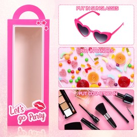 Resurhang 12 Set Pink Doll Gift Boxes Include 12 Party Favor Goodie Box 12 Sunglasses Bachelorette Candy container for Birthday Party Supplies (Heart)