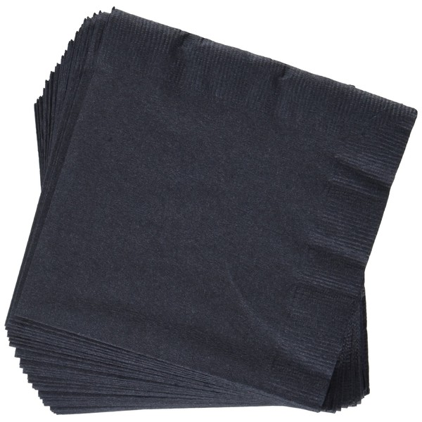 Creative Converting 3-Ply Paper Beverage Napkins, Black Velvet Color, 50