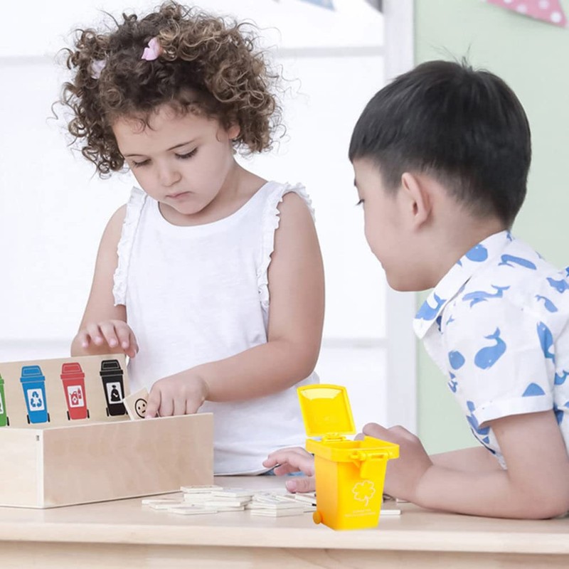 Generic 4Pcs Trash Can Toy Desk Top Mini Plastic Trash