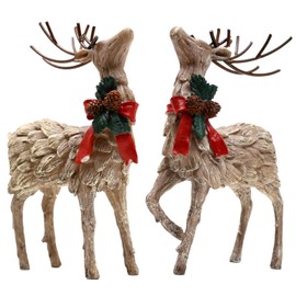 Topadorn Resin Holiday Deer Tabletop Holiday Figurine Christmas Decorative,2 Pack