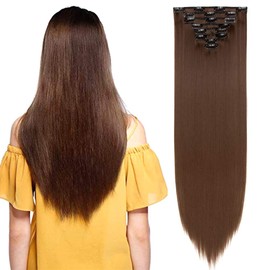 Clip-in hair extensions, 8 wefts like real hair, straight