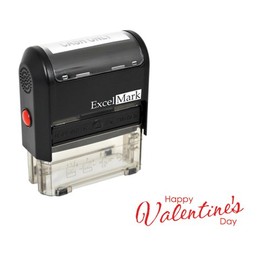 Valentines Day Rubber Stamp - Happy Valentines Day Stamp - Red Ink