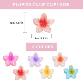 Flycppo Pack of 6 Coloured Flower Hair Clips, Flower Hair Clips, Hawaii Non-Slip Plastic Flower Hair Clips, Large Claws Hair Clips for Thick/Thin Hair (6 Colours)