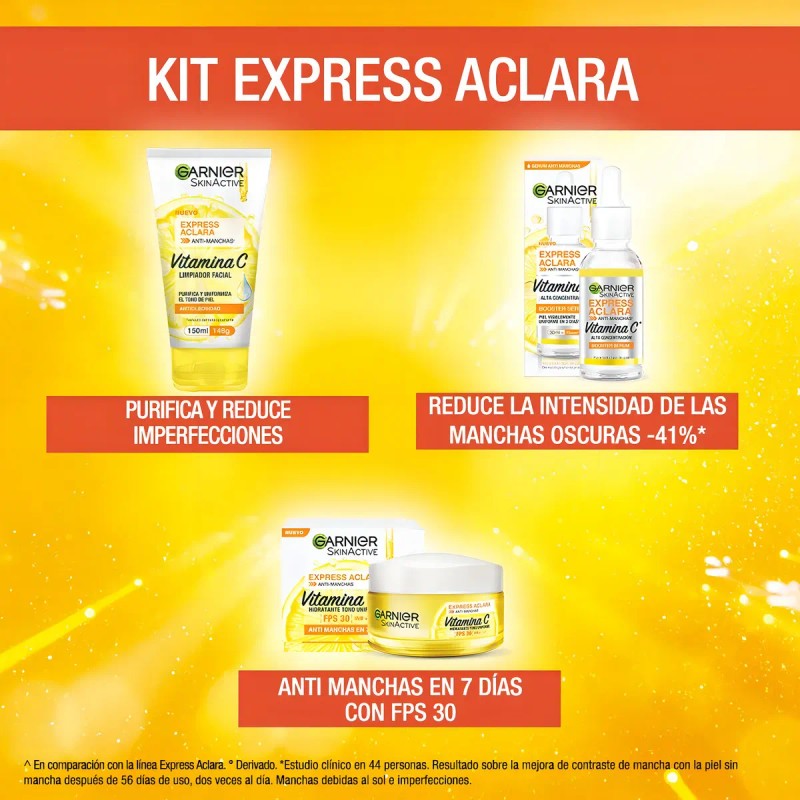 Kit Garnier Express Aclara Serum Crema Gel Vitamina