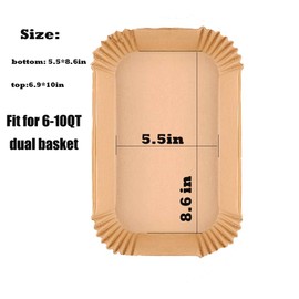 100 Pcs Air Fryer Parchment Paper Liners,8.6X5.5 In Rectangle Air Fryer Liners Disposable for Dual Basket 6-10 QT, DZ201-DZ401-DZ071 Air Fryer Frying,Baking,Roast