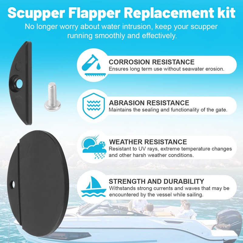 1-3/4" Boat Scupper Flapper Replacement - for Boats Stainless Steel