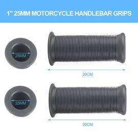 Akozon Handle Grip Pair of 1inch 25mm/1.1inch 28mm Universal Motorcycle Non Slip Stripe Vintage TPU Handle Handlebar Grip Fit for Most of Motorcycles (Dark Grey)