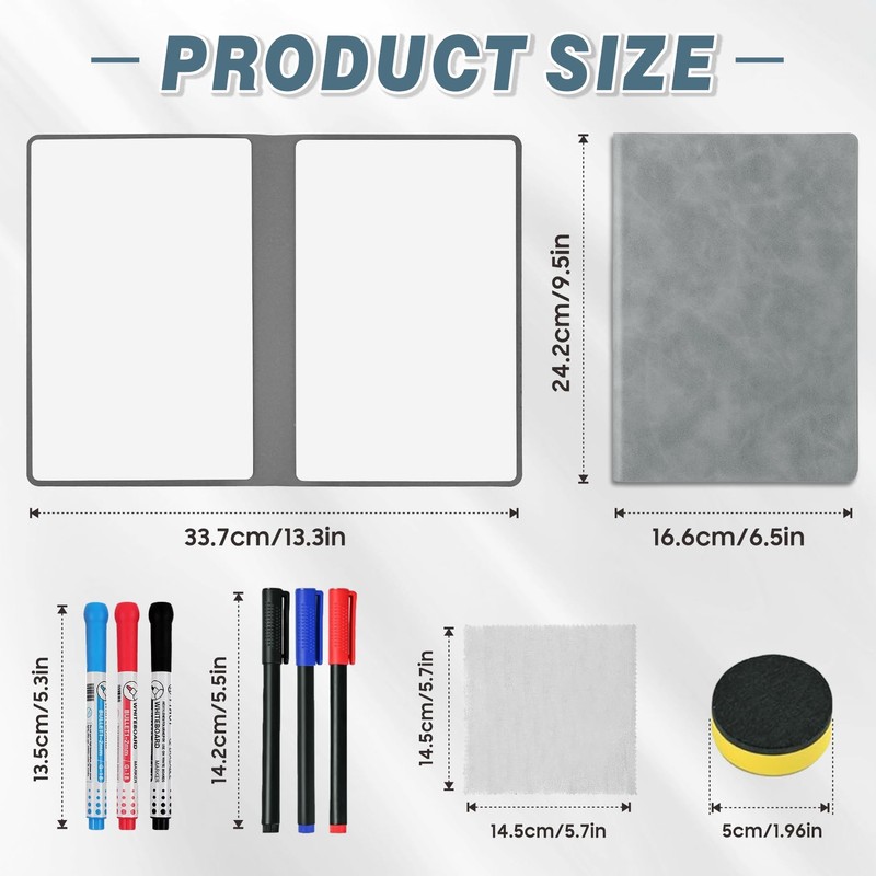 Whiteboard 2 Pack A5 Grey Small Whiteboard Notebook Mini Desk