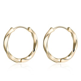 Teppdfann Gold Hoop Earrings – Classic Huggie Hoops with Twist Design, Minimalist Gold Huggie Hoop Earrings for Women, Classic Round Jewlery for Any Occasion