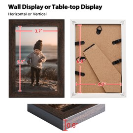 Egofine Picture Frames 10 x 15 cm, Set of 4, Robust Wood Composite Photo Frames - Horizontal or Vertical for Wall Hangings or Table Decoration, Black