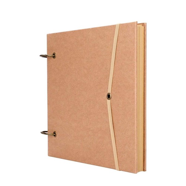 XINCHIA Square Kraft Sketchbook Blank Ring Binder Drawing Notebook Refillable