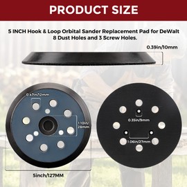 2 Pcs 5 Inch 8 Hole Sander Pad 3 Screw Holes Hook and Loop Sanding Pad for Orbital Sander Pad Replacement for BO5010 BO5030K BO5031K BO5041K