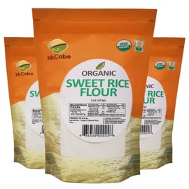 McCabe Organic Sweet Rice Flour - Gluten Free Organic Glutinous Rice Flour | Sweet Rice Flour for Baking | Rich in Fibers and Minerals | USDA and CCOF Certified Organic | Product of USA | 1Lbs Pack of 3
