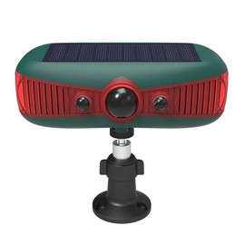 Solar Motion Sensor Alarm Outdoor - 13 Sounds Barking Dog Gunshot 129db*2 Loud Speaker, 4 Working Modes 2 Strobe Lights, Waterproof Motion Detector Siren Indoor, Intruders Escape Quickly