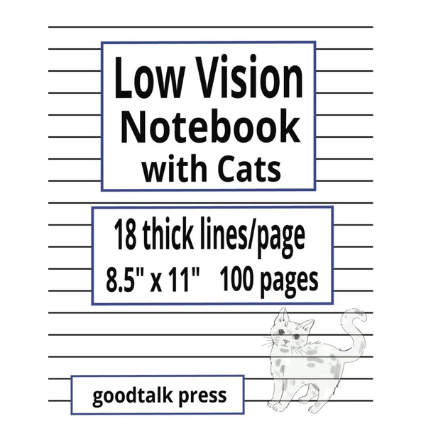 Low Vision Notebook Paper Thick Lines with a Cute Cat