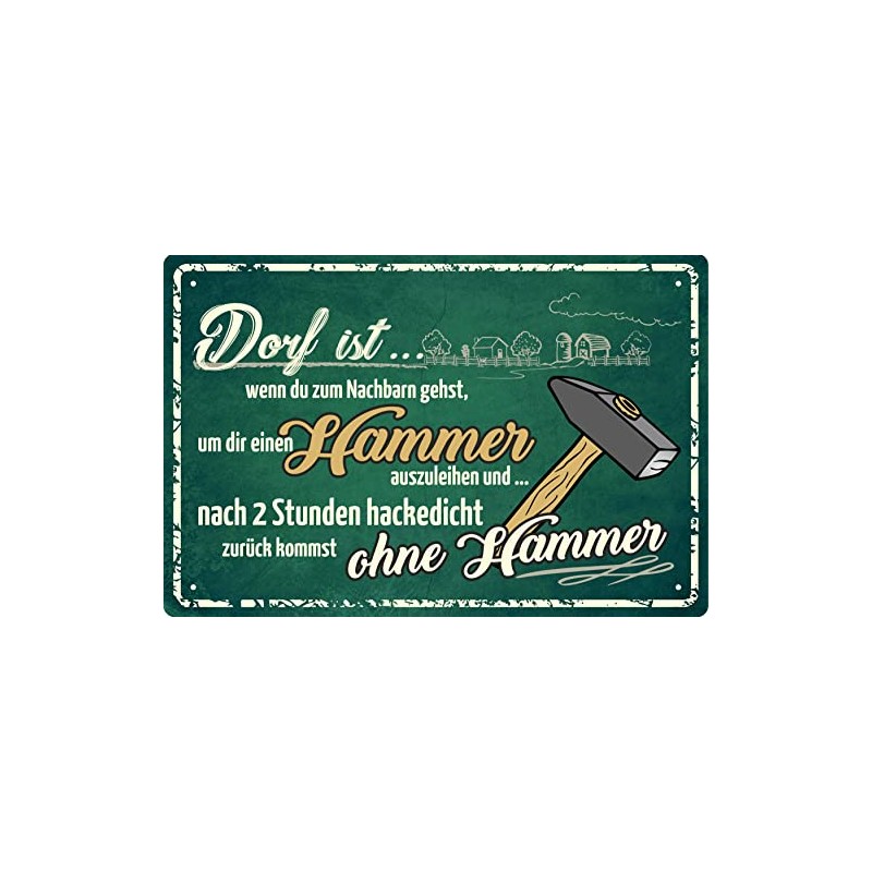 Geschenkeparadies 24 Decorative Tin Sign 20 x 30 cm Dorf