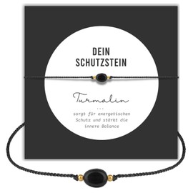 happymaker - Turmalin Armband Damen, handgefertigt Edelstein Armband mit 18k vergoldete Messingperlen, schöne Geschenkverpackung, Schutzstein und Kraftstein Geschenk