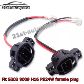 21ST Fit 5202 9009 H16 PS24W Female HID LED Foglight Connector Plug Male Adapter Wire