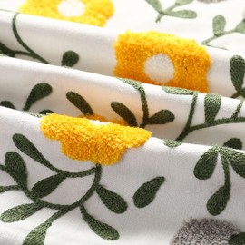 Embroidery Throw Pillow Cover Flowers Jacquard Pillowcase for Cushion Sofa Home Decor Pillow Cover with Concealed Zipper (Flowers, 45x45cm)