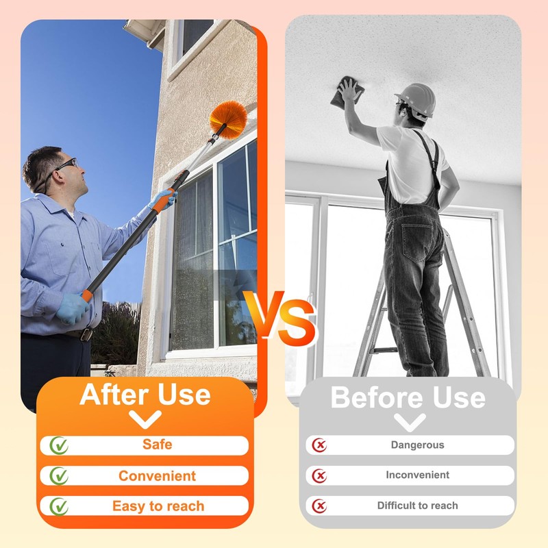 LAANPOLE 30FT (36FT Reach) Cobweb Duster with Extension Pole, Spider