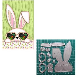 Glasses Rabbit Metal Die Cuts, Easter Rabbit Bowtie Heart Love Cutting Dies Cut Stencils for DIY Scrapbooking Album Decorative Embossing Paper Dies Card Making