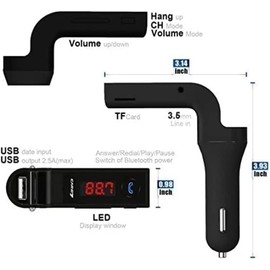 USB Car Fast Charger Adapter With USB Charging, Car Wireless Bluetooth 5.4 FM Transmitter MP3 Player Support Hands-Free Calling, Dual USB Charger MP3 Player Stereo Car Kit Support SD Card