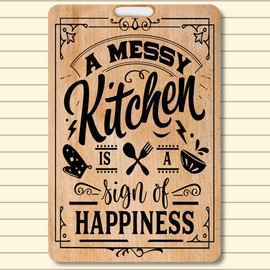 Kitchen Décor Metal Sign for Home - Metal Plaque With Wood Effect Design for Cooking, Housewarming Gifts, Café, B&B, House, Hotels & Restaurants - Indoor/Outdoor - 20cm x 30cm (A Messy Kitchen)