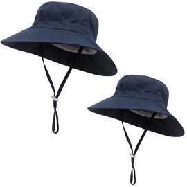 Asufegucd 2Pcs Parent-Child Sun Hat,UPF 50+ Toddler Bucket Hat for Mother&Baby Boys Girls Beach Hat (US, Age, 6 Months, 24 Months, Dark Blue)