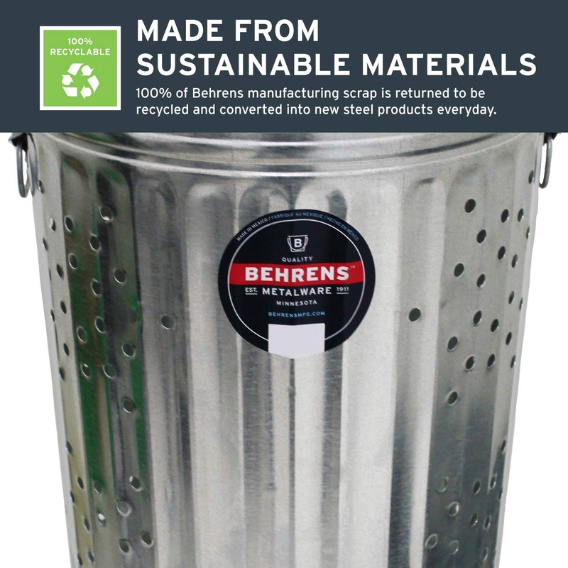 Behrens Manufacturing Galvanized Steel Outdoor Composter/Burner Trash Can for Garden,