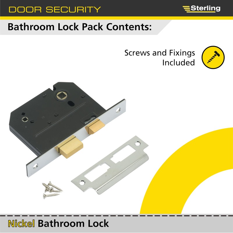 Sterling MLB330N 3 Lever Bathroom Sashlock 3-inch/76mm - Nickel