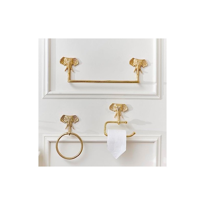 Melody Maison Metallic Gold Elephant Towel Ring