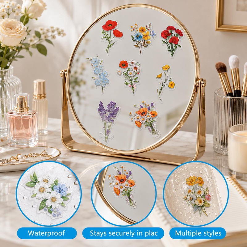 Amlif 120PCS Flower Stickers for Scrapbooking, Floral Scrapbook Stickers