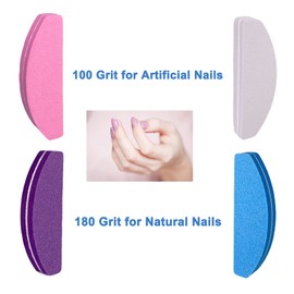 Nail Buffers (40 pcs), Buffer Block Nail Files Bulk for Acrylic Nails and Natural Nails Double Sided 100/180 Grit Portable Washable Sanding Buffing Buffers Arc Shape (40Pcs Multicolor)