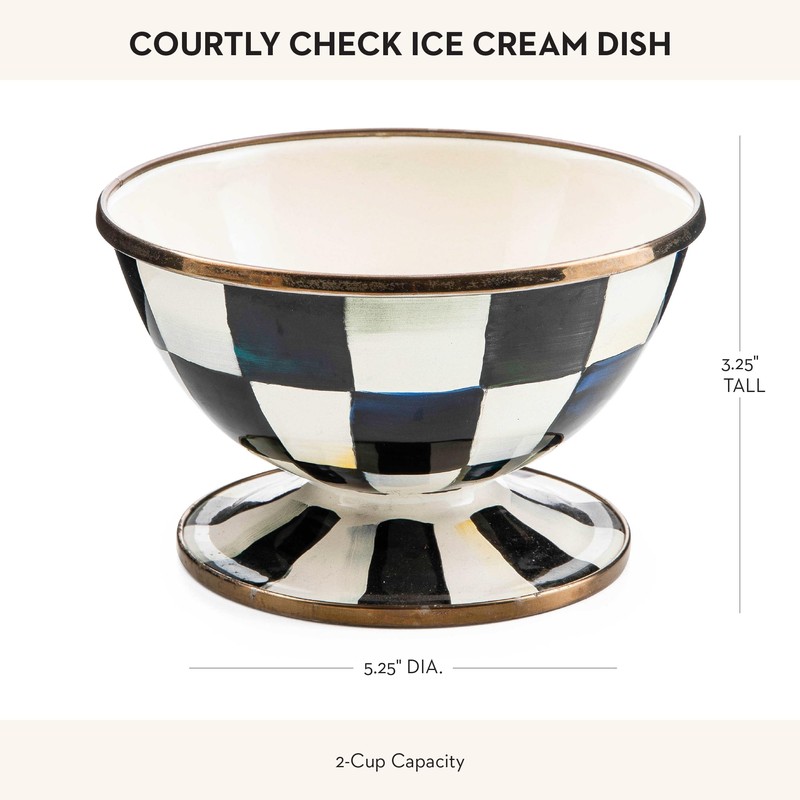 MACKENZIE-CHILDS Enamel Ice Cream Bowl, Serving Bowls for Entertaining, 2-Cup