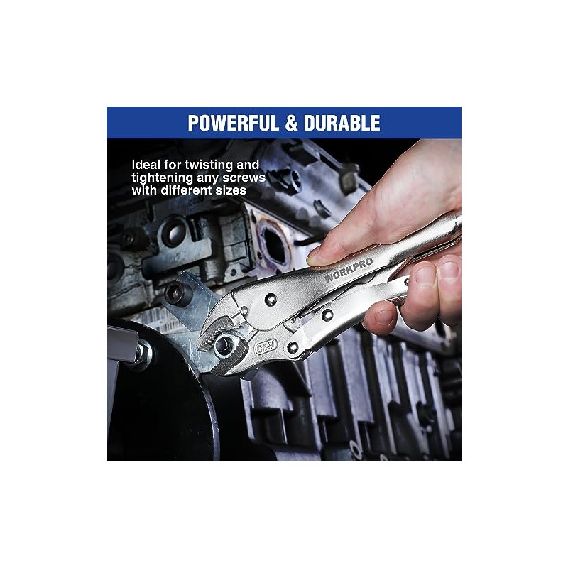 WORKPRO 10-inch Curved Jaw Locking Pliers, Chromium-Vanadium Steel Vice Grips