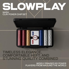 SLOWPLAY Nash 14g Clay Poker Chip Set – 300PCS Full Set for Texas Hold’em | Numbered Chips: 1, 5, 25, 100, 500 | Premium Case with Durable German Polycarbonate Shell