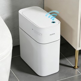 JUDRDO 3.5 Gal Slim Touchless Bathroom Trash Can, Automatic Diaper Pail