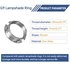 Caldarax 6 Pack G9 Light Socket Rings, M20 Shade Holder Adapter Ring, Metal Lamp Shade Ring, G9 Lamp Shade Reducer Ring, Retainer Rings for Light Fixture