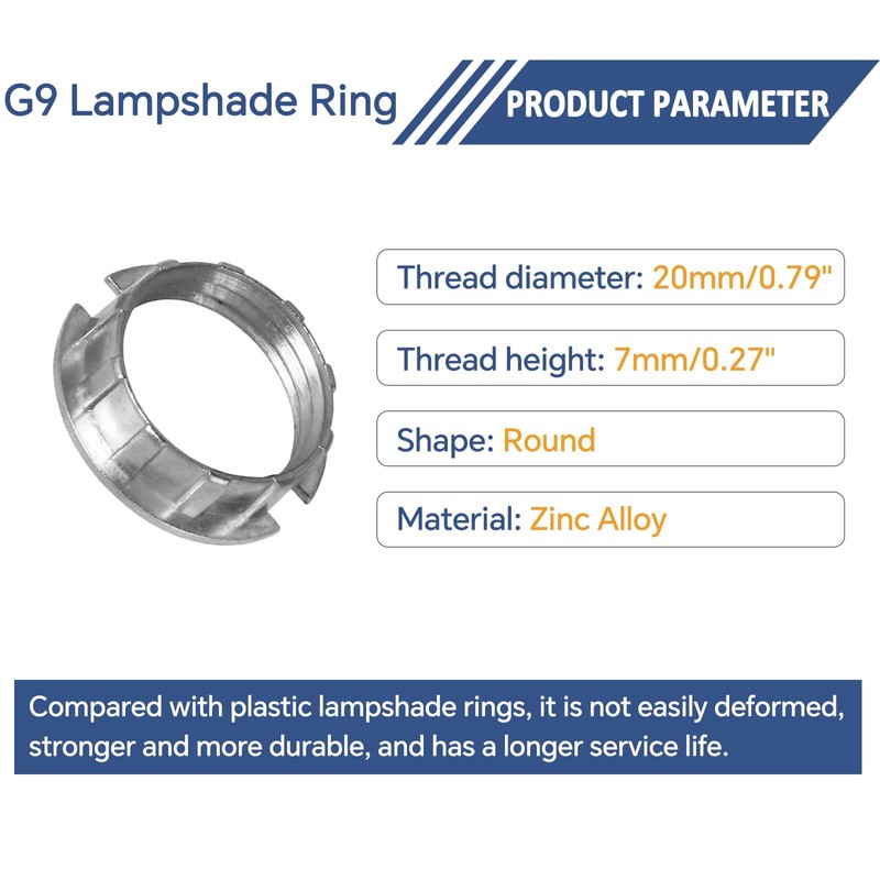 Caldarax 6 Pack G9 Light Socket Rings, M20 Shade Holder
