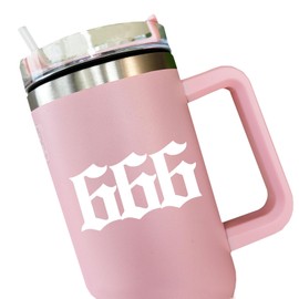 4 x Angel Number Vinyl Decal, Water Bottle, Car Mirror Decor, Laptop Bumper Sticker, Lucky Number Stickers, Spiritual Stickers, Angel Numbers Decor, Car Window (White, 666)