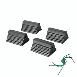 Tiousmoky Wheel Chocks, Heavy Duty Wheel Chock with Rope, Rubber Wheel Chocks for Boat Trailers, RV, Truck, Camper, 4 Pack