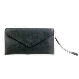 Wedmay Womens Large Clutch Bag Ladies Envelope Style Bag Wristlet Strap Evening Bag (Green)