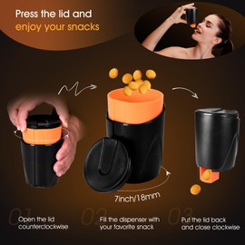 Portable Snack Dispenser, Keep Your Hand Clean, for Nuts, Candy, Cookies, Crackers, Small Snacks, for Game Lover, Home, Office, Car, 7oz (White)