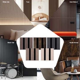 Mollywell Wood Panels for Wall, Time-Saving Installation, Versatile Wood Slat Wall Decor, Enhanced Acoustic & Sound Proof Fluted Design for Home & Office, Sample Pack, 4.2x3.9 Inch